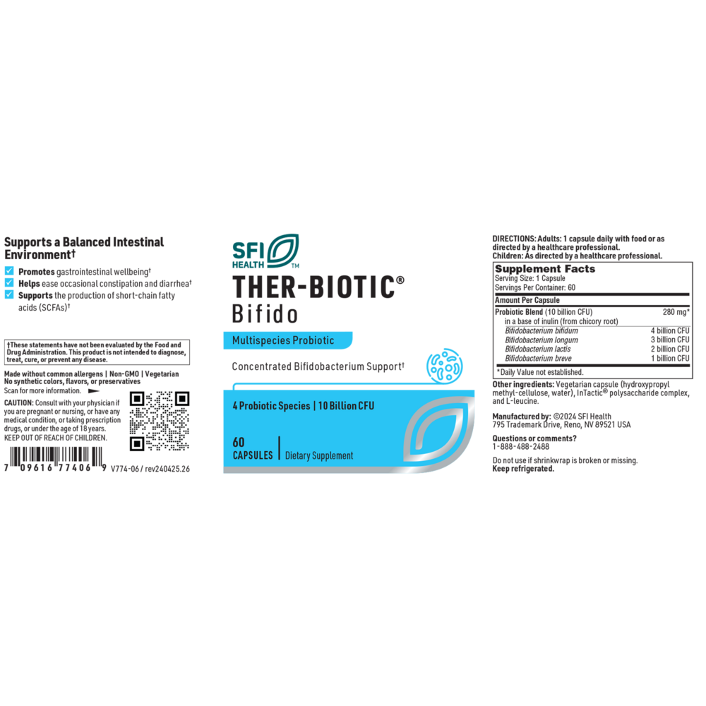 Ther-Biotic Bifido (Factor 4) Supplement Facts Label