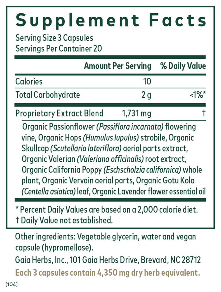 Sleep Formula Supplement Facts Label