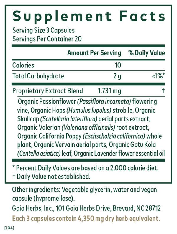 Sleep Formula Supplement Facts Label