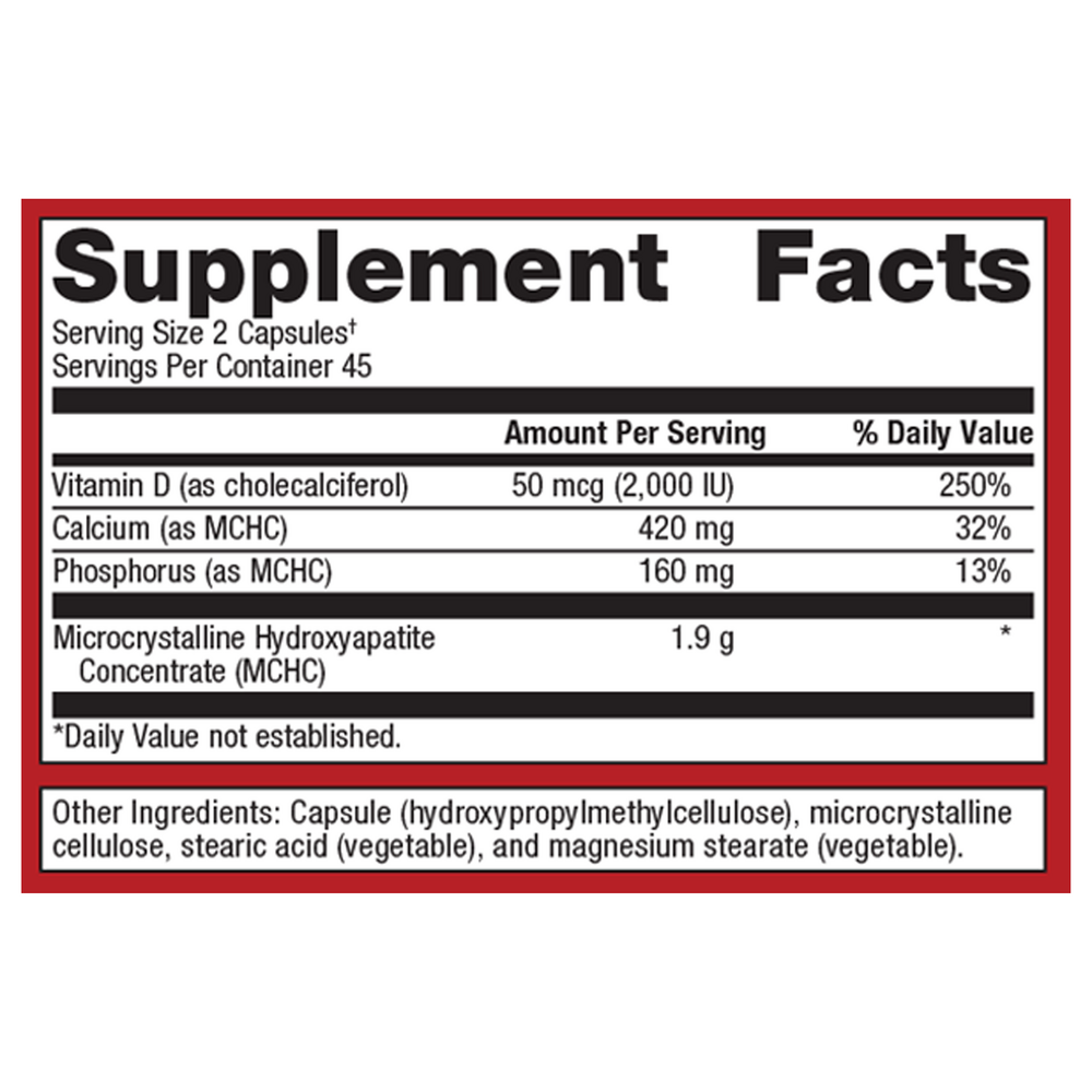 Bone Builder Plus Supplement Facts Label