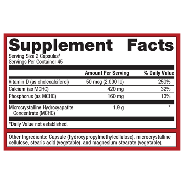 Bone Builder Plus Supplement Facts Label
