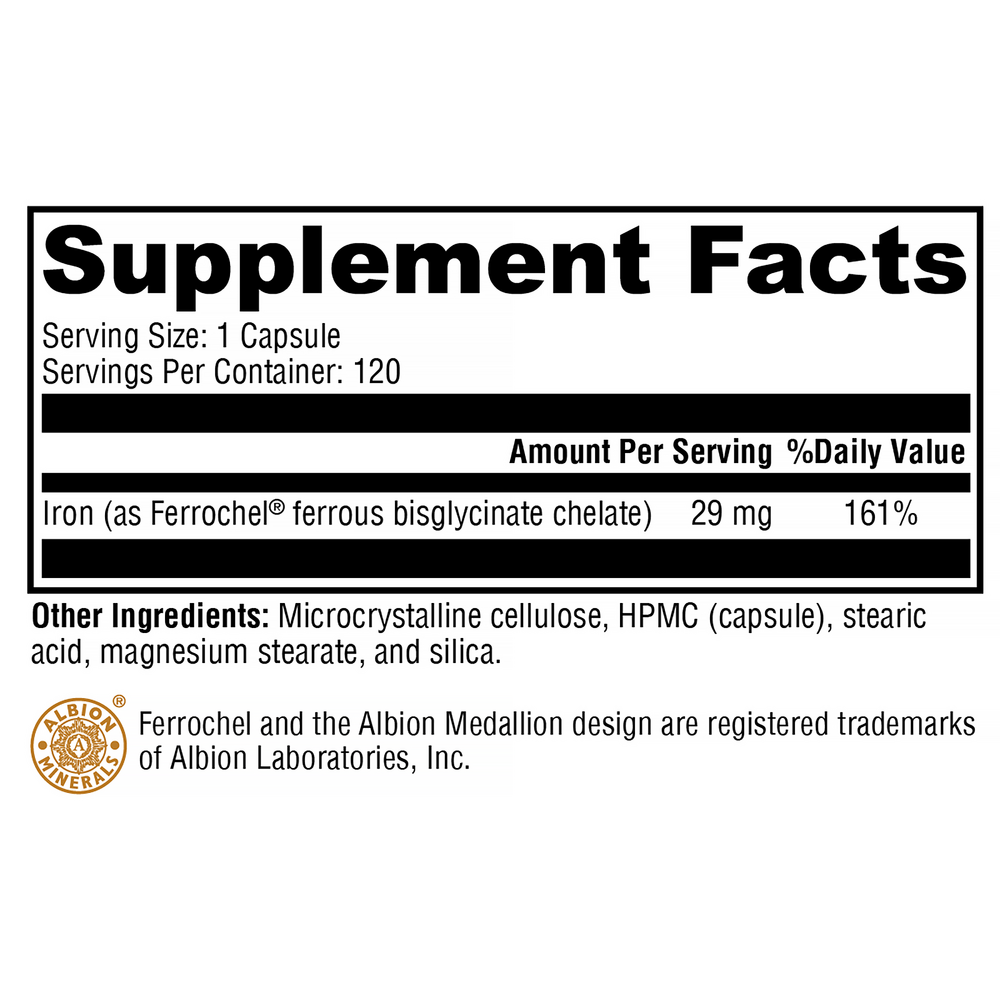 Iron Glycinate Supplement Facts Label