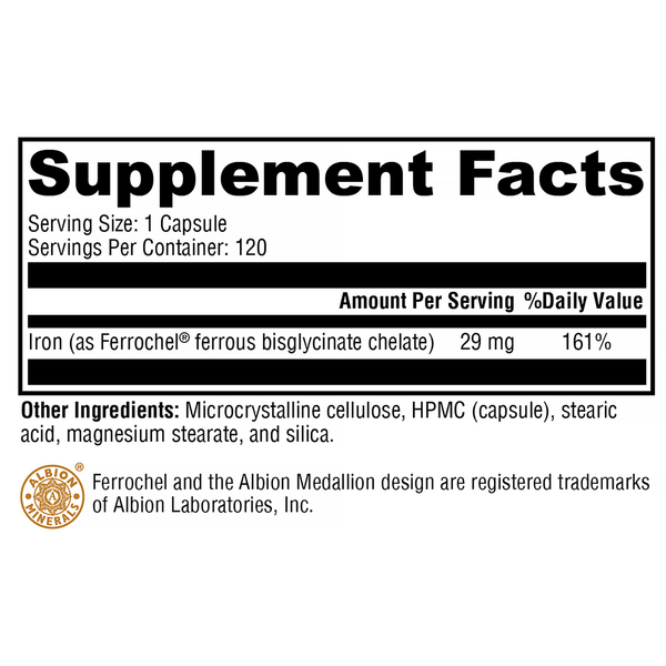 Iron Glycinate Supplement Facts Label