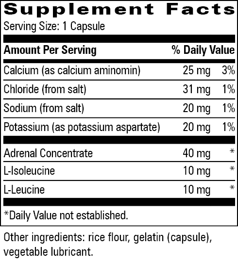 Adreno Chelate™ Supplement Facts Label