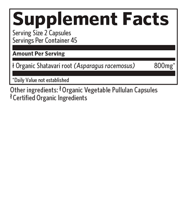 Shatavari Supplement Facts Label