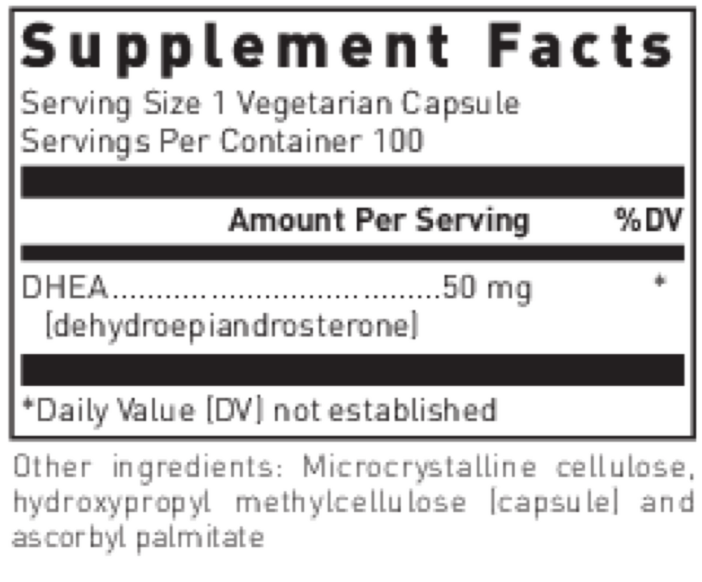 DHEA (50 mg.) Supplement Facts Label