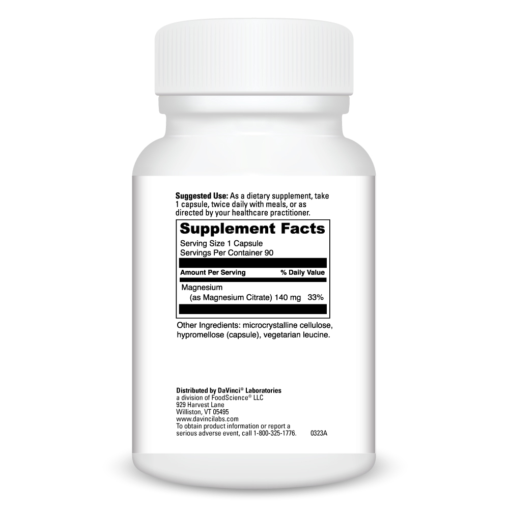 Magnesium Citrate Supplement Facts Label