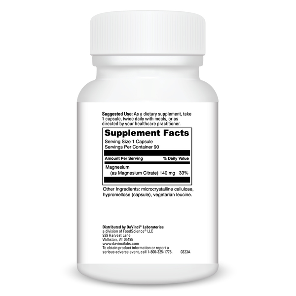 Magnesium Citrate Supplement Facts Label