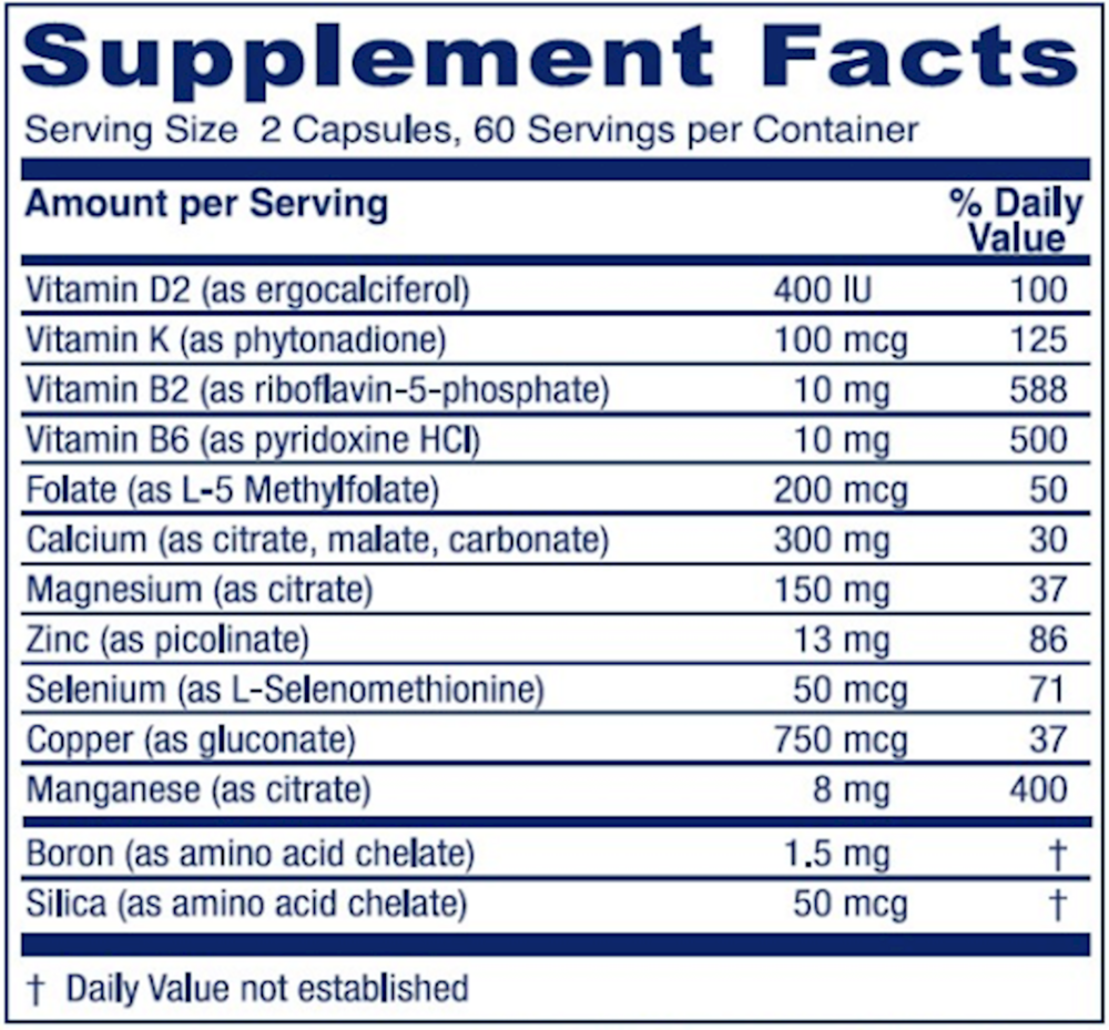OsteoBlend Supplement Facts Label
