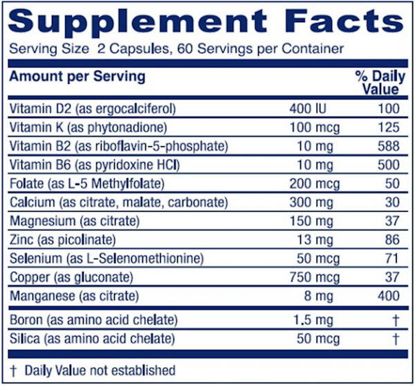 OsteoBlend Supplement Facts Label