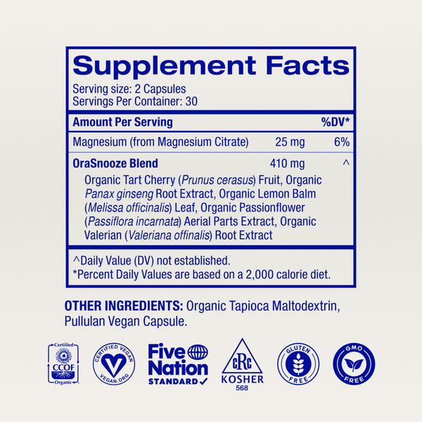 You're A Knockout: Sleep & Stress Support Capsules Supplement Facts Label