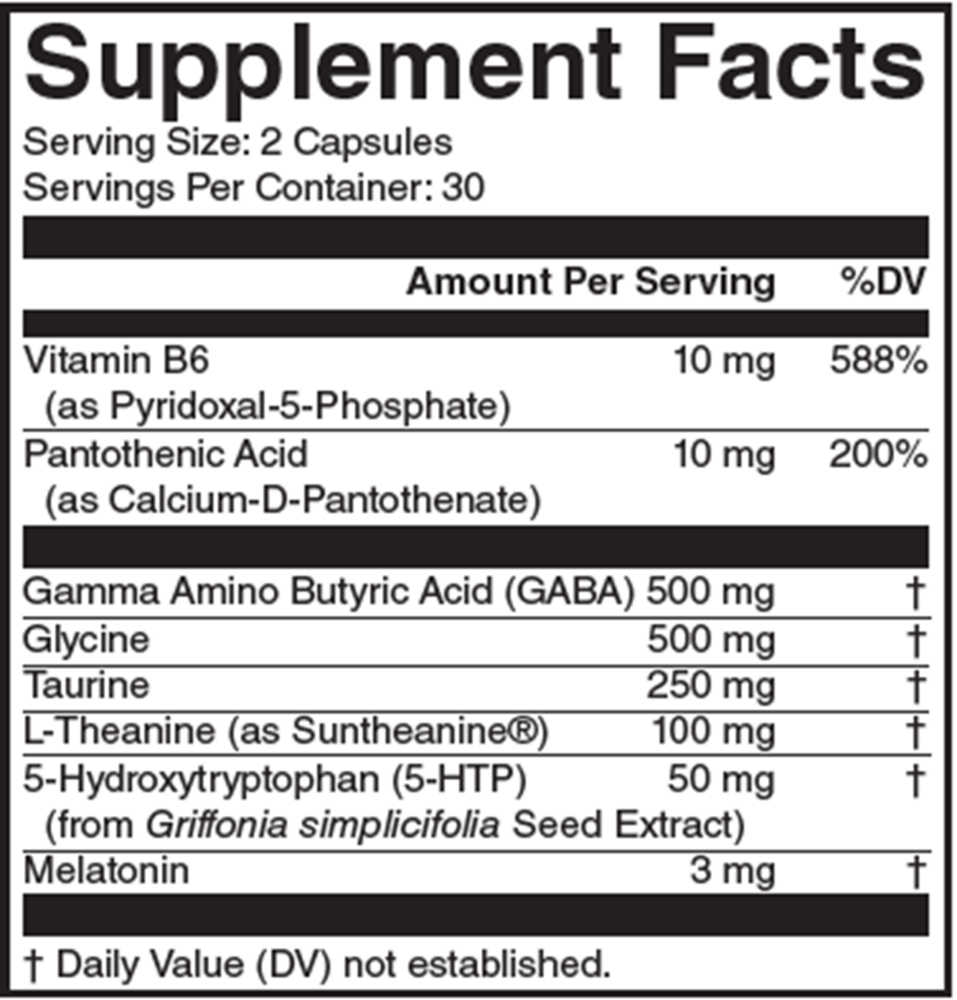 Sleep Time Supplement Facts Label