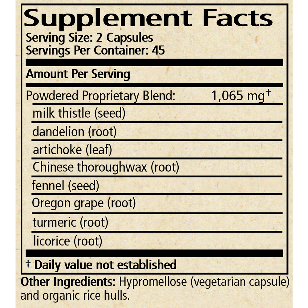 Great Gut (formerly Hepacaps) Supplement Facts Label