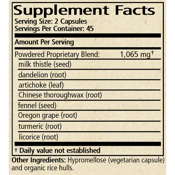 Great Gut (formerly Hepacaps) Supplement Facts Label