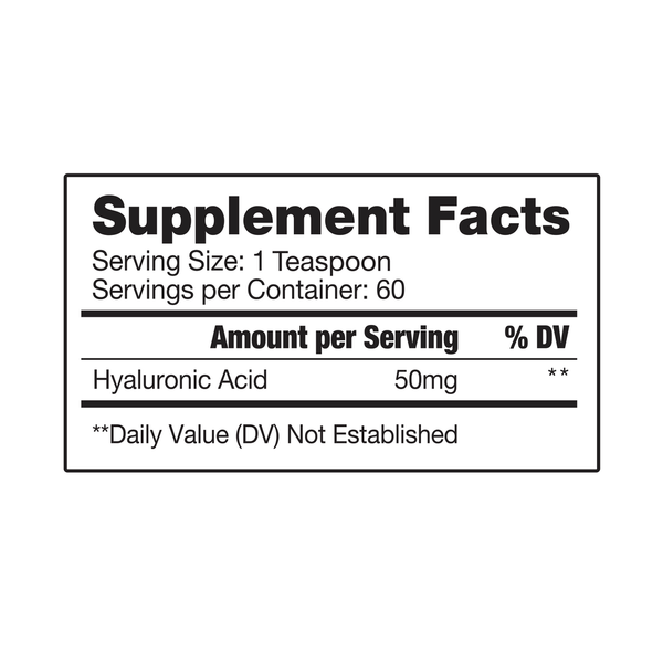 HA Collagen Peptide Supplement Facts Label