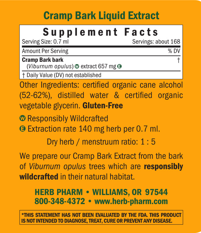 Cramp Bark/Viburnum opulus Supplement Facts Label