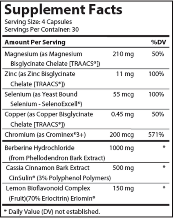 Diabetter Supplement Facts Label