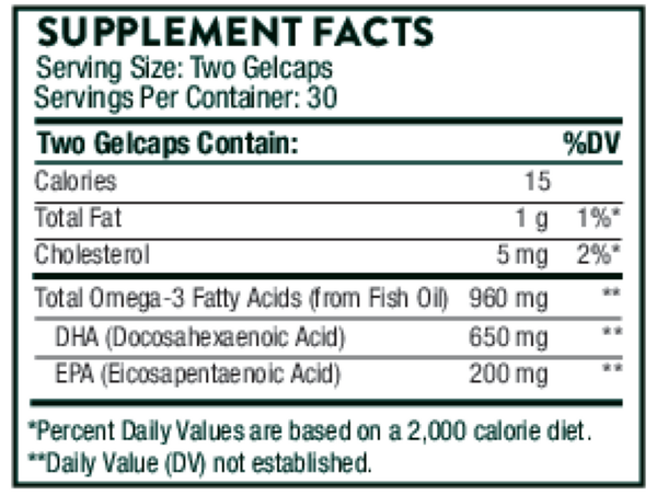 Advanced DHA Supplement Facts Label