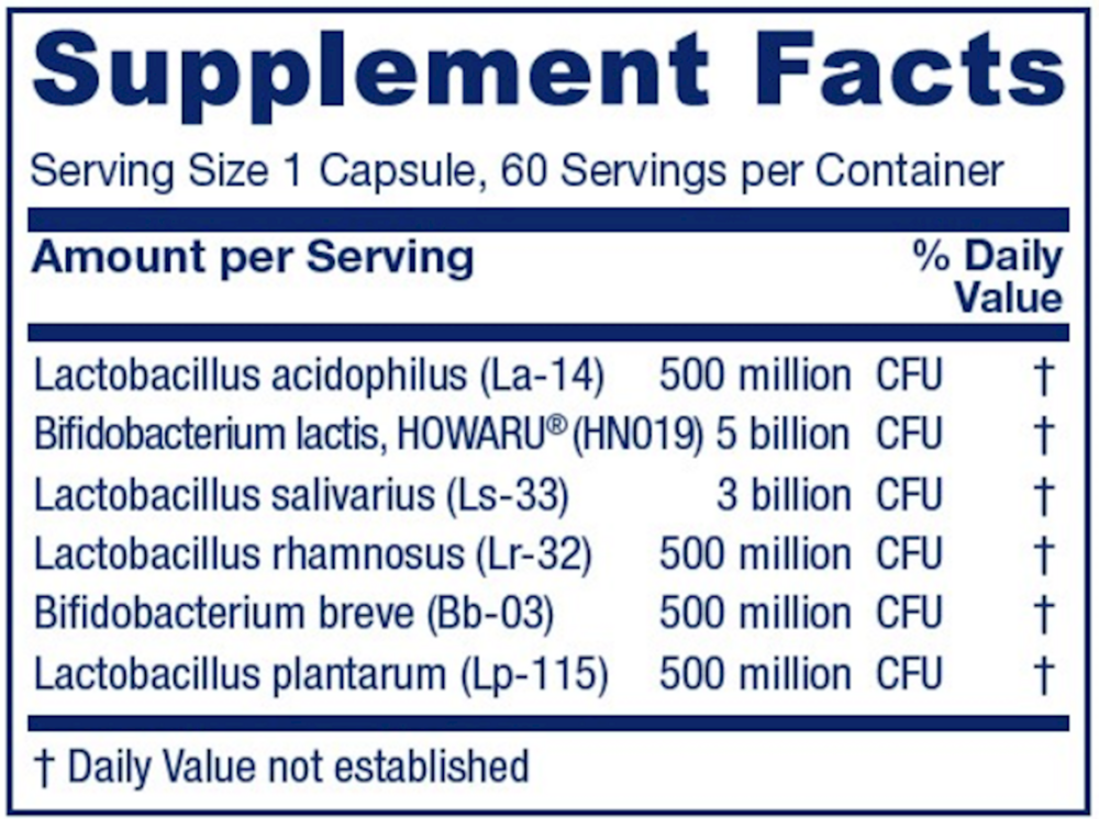 Flora Symmetry Supplement Facts Label