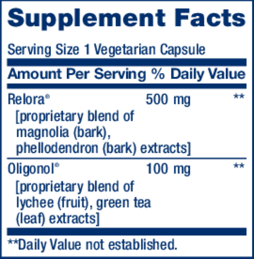 Cortisol-Stress Balance Supplement Facts Label