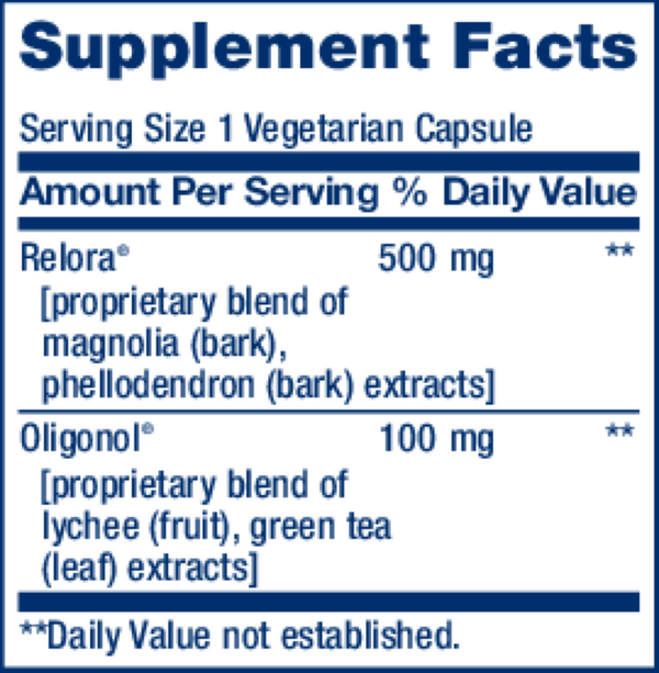 Cortisol-Stress Balance Supplement Facts Label