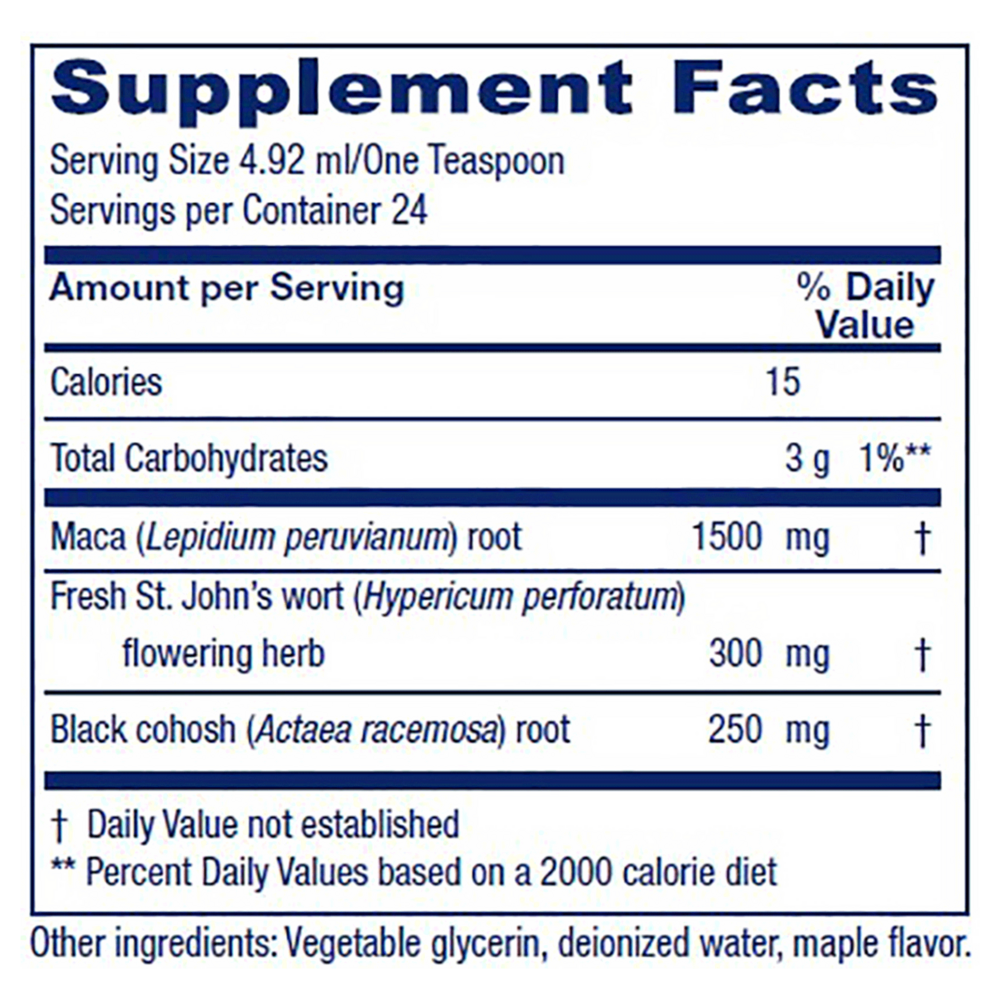 Menopause Tonic Supplement Facts Label