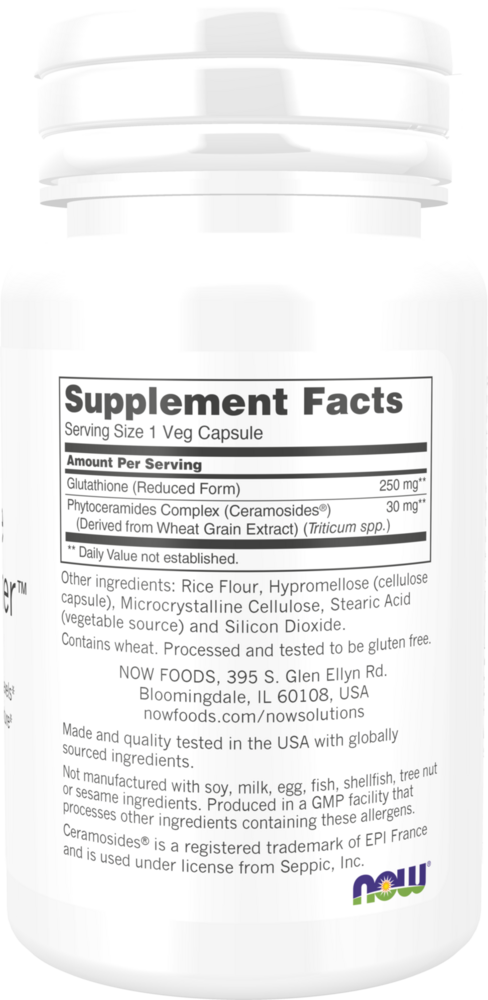 Glutathione Skin Brightener Capsules Supplement Facts Label