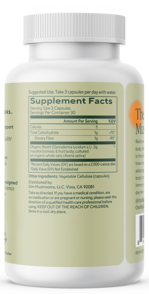 Reishi Capsules Supplement Facts Label
