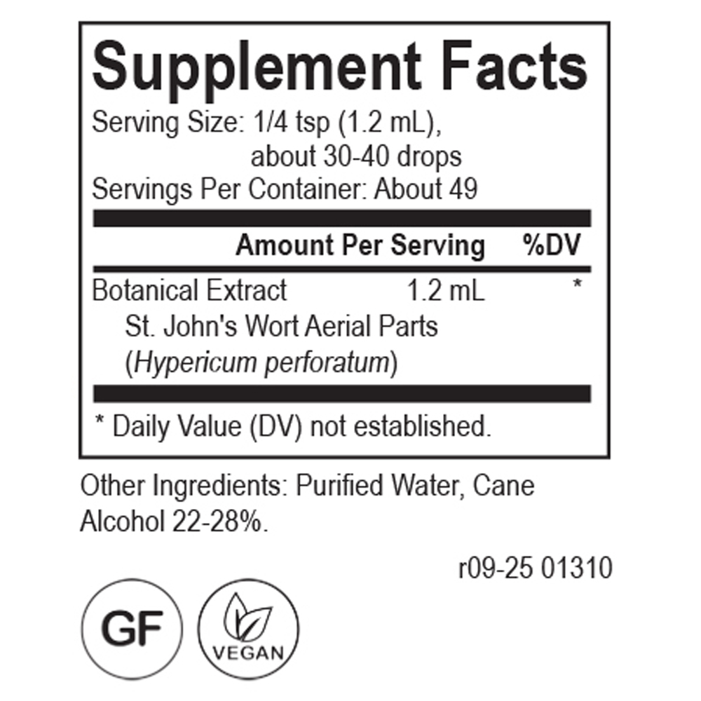 Core St. John's Wort Supplement Facts Label