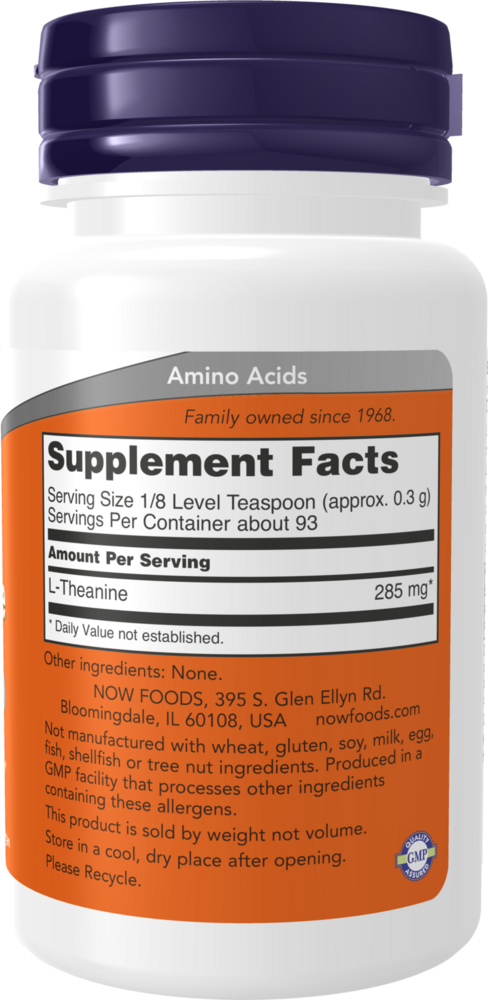 L-Theanine Powder Supplement Facts Label