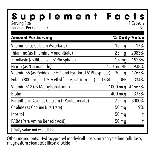B-Complex (Phosphorylated) Supplement Facts Label