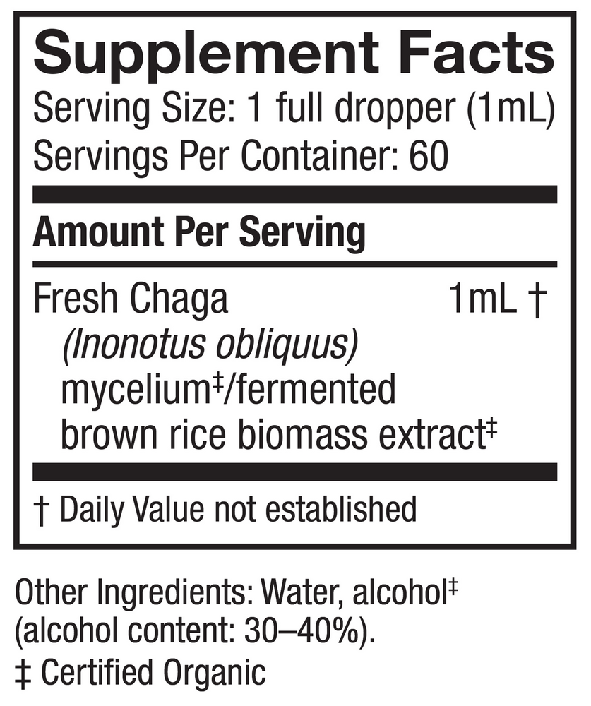 Chaga - EXTRACT Supplement Facts Label