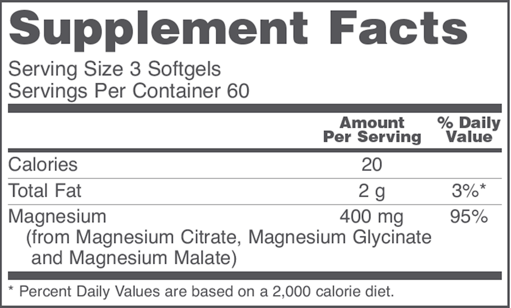 Magnesium Citrate Supplement Facts Label