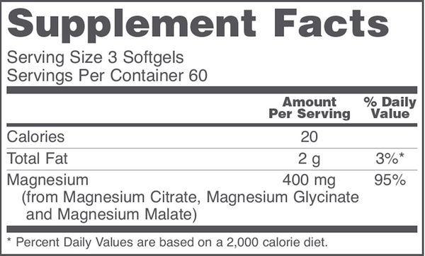 Magnesium Citrate Supplement Facts Label