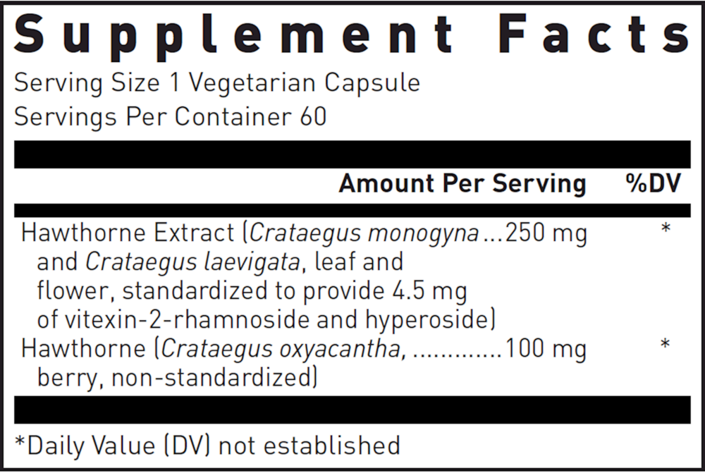 Hawthorne Max-V Supplement Facts Label