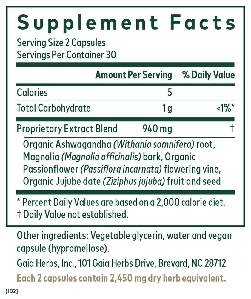 Sleep Maintenance Supplement Facts Label