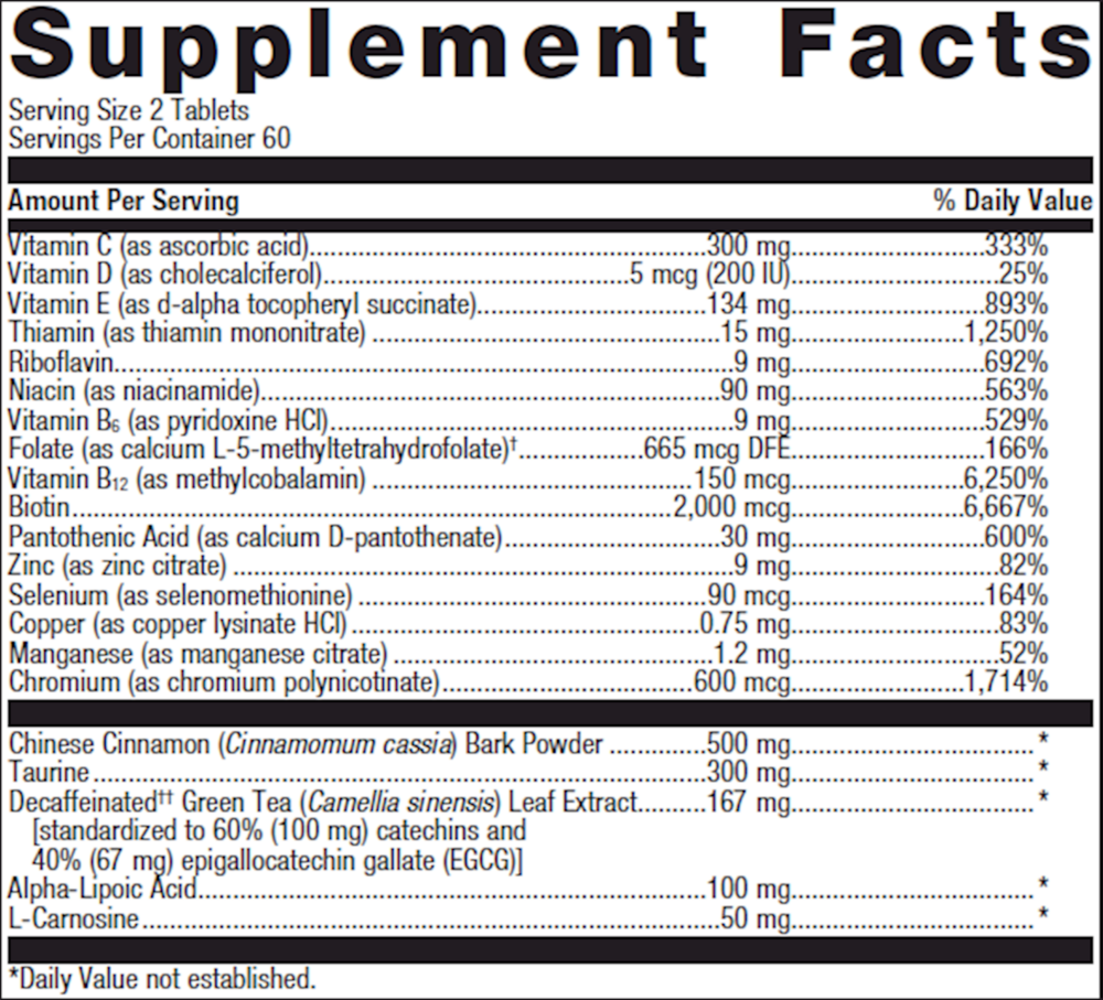 MetaGlycemX Supplement Facts Label