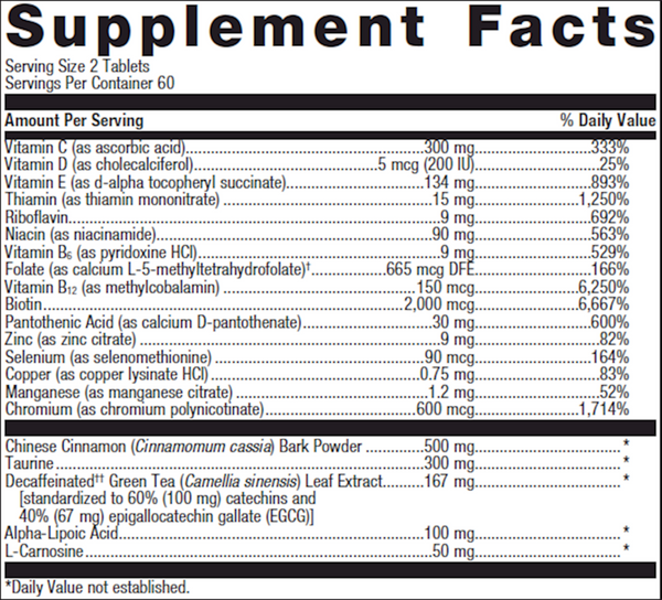 MetaGlycemX Supplement Facts Label
