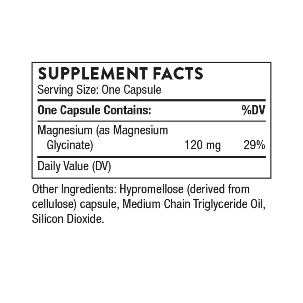 Magnesium Glycinate Supplement Facts Label