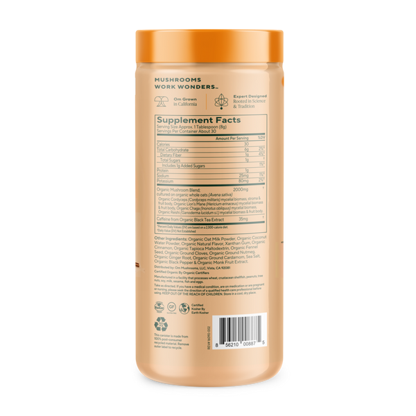 Vanilla Chai Latte Supplement Facts Label