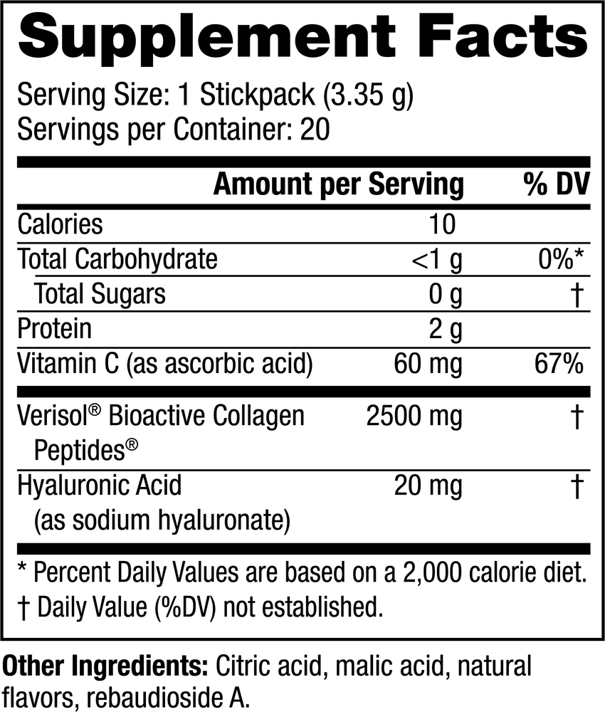 Collagen Candy Sour Apple Supplement Facts Label