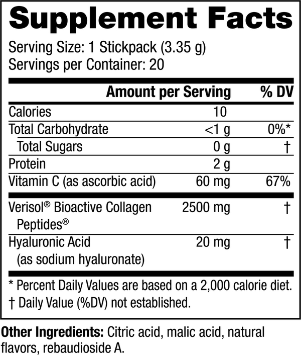 Collagen Candy Sour Apple Supplement Facts Label