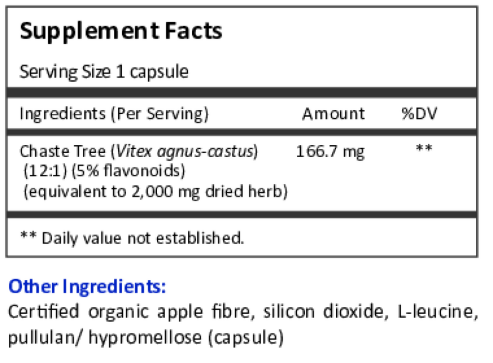 Vitex 2000 Supplement Facts Label