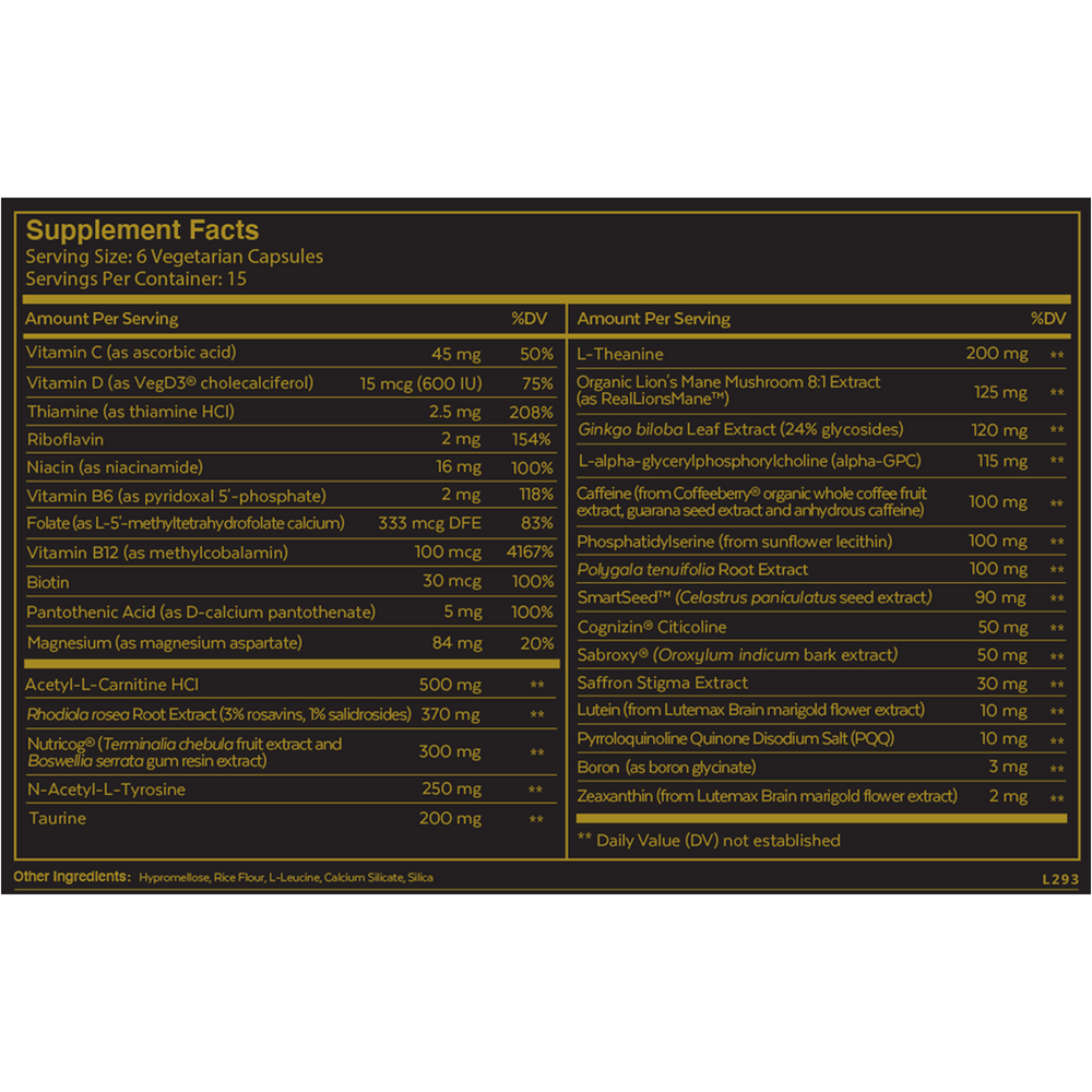 Qualia Mind Supplement Facts Label