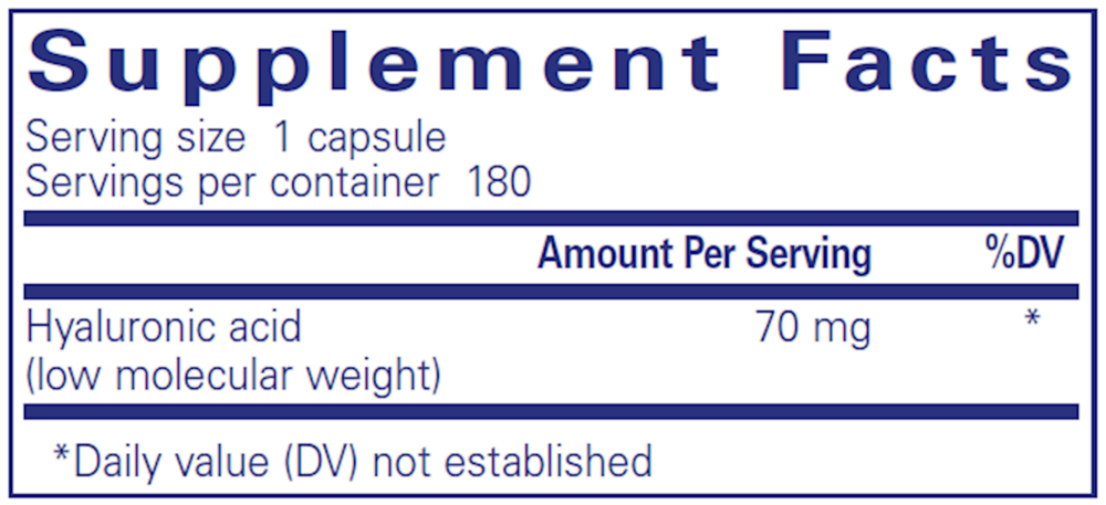 Hyaluronic Acid Supplement Facts Label