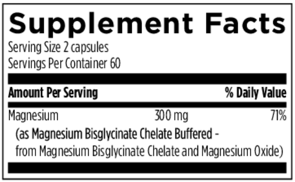Magnesium Bisglycinate Supplement Facts Label