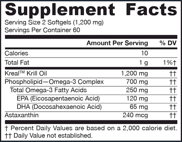Krill Oil Supplement Facts Label