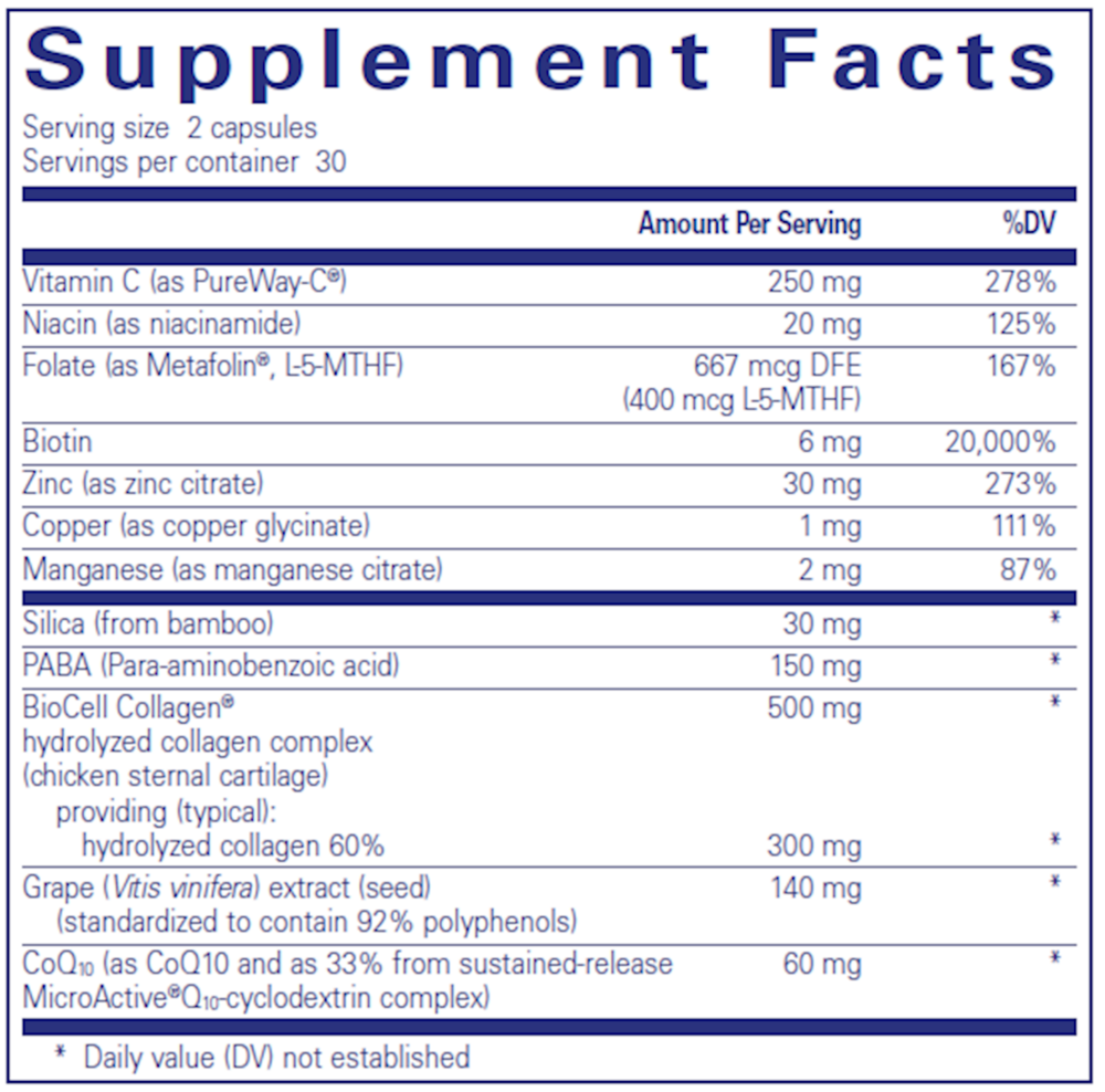Hair/Skin/Nails Ultra Supplement Facts Label
