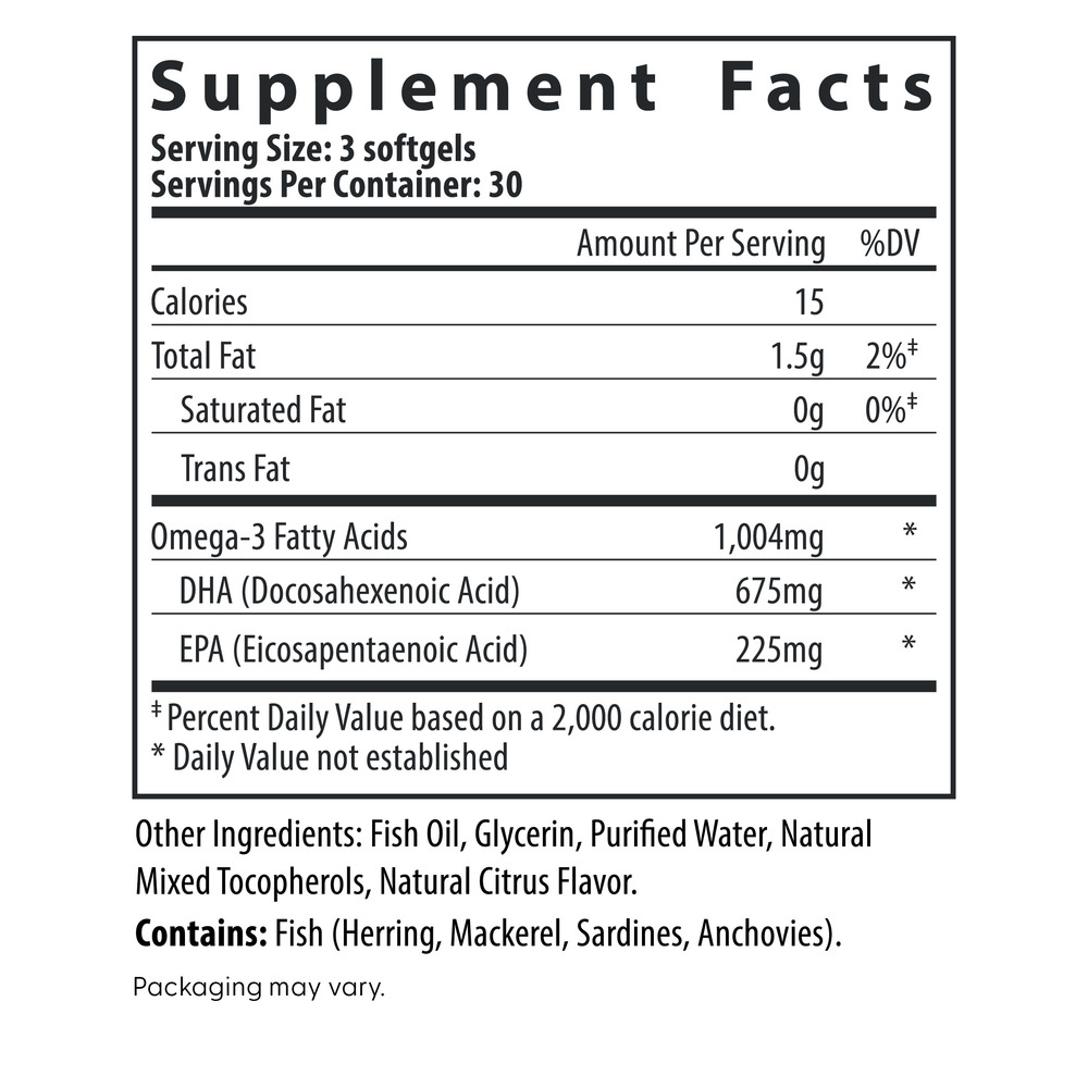 Prenatal DHA + EPA Supplement Facts Label