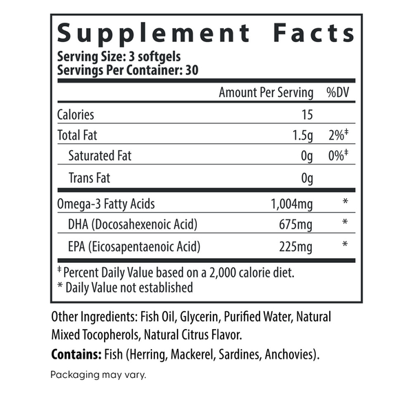 Prenatal DHA + EPA Supplement Facts Label